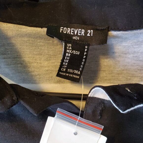 Forever 21 Black and White Striped Rubgy Shirt Men's Size Small NWT - Picture 5 of 7